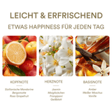 Three sections with fruits, flowers, and spices with corresponding notes on a white background.