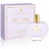Perfume bottle and packaging of 'Me Time' by The Heart Company on a white background